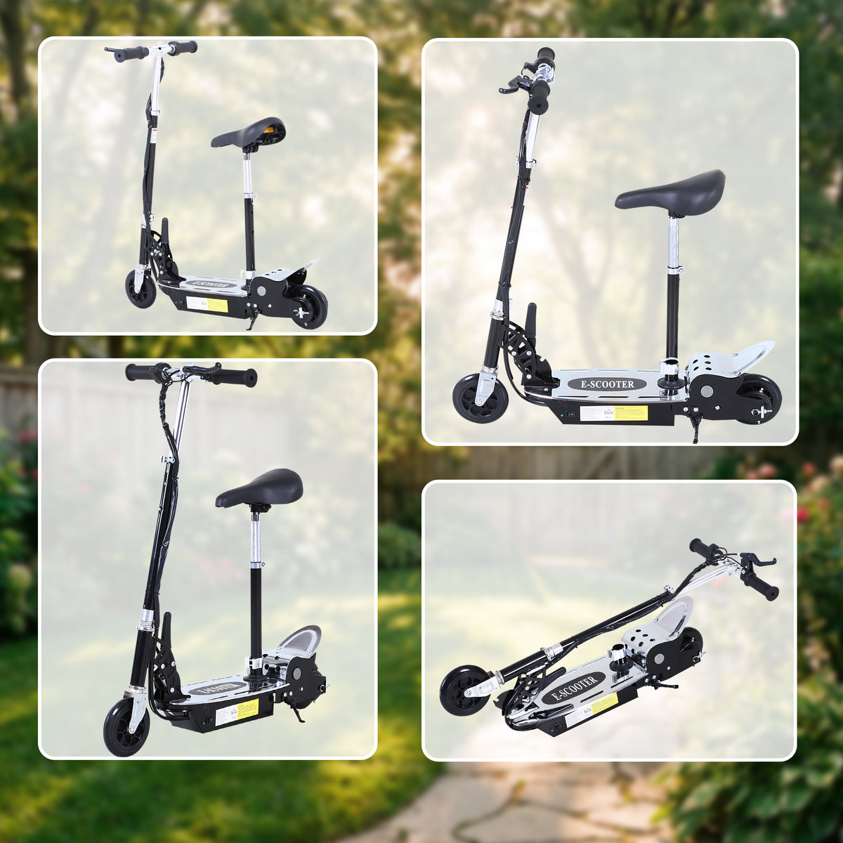 Trottinette électrique 120 W pliable pour enfant de 6+ ans hauteur guidon et selle réglable 10 Km/h max. noir