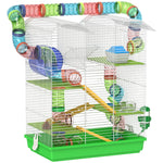 Cage pour hamster souris petit animaux rongeur avec tunnel mangeoire roue jouet 47 x 30 x 59 cm vert