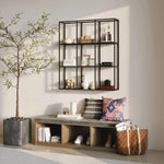 Étagère Murale Industrielle 9 Compartiments, Étagère Modulaire en Métal pour Objets de Collection, 87,5x18x100cm Noir