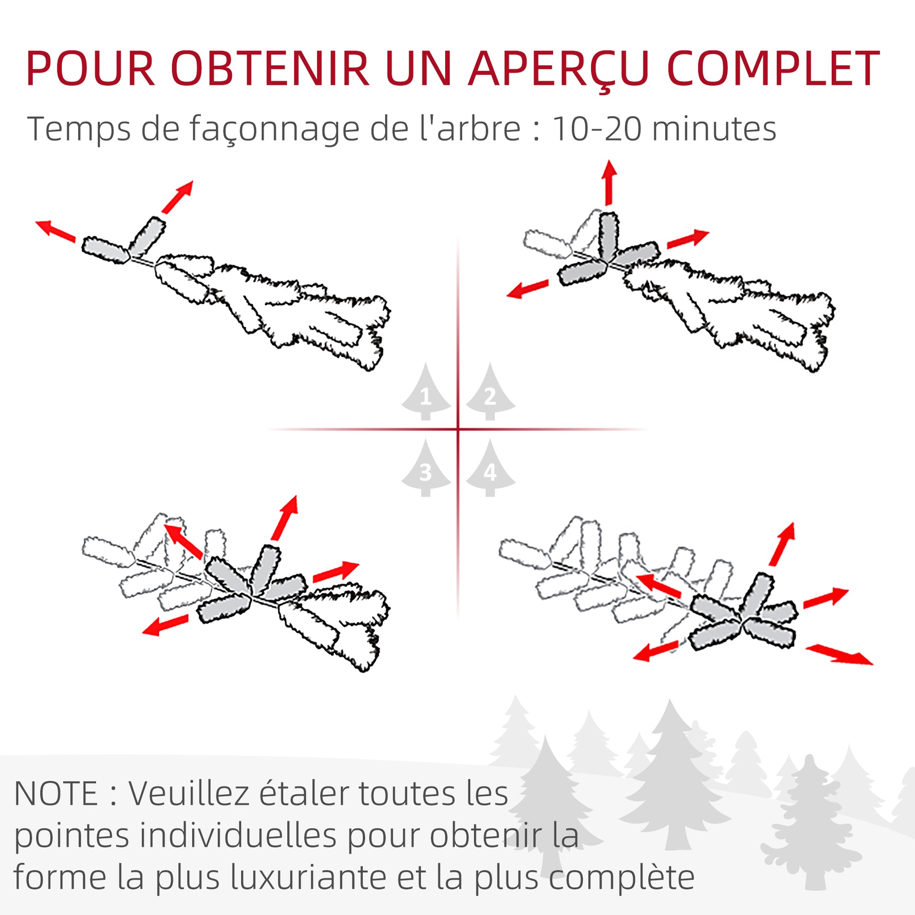 Sapin de Noël artificiel avec 310 branches support en acier socle pliable en acier hauteur 120 cm vert