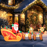 Babbo Natale gonfiabile con slitta e renne 240 cm 6 luci LED decorazione natalizia per interni ed esterni rosso