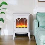 Cheminée électrique sur pied 1000/2000 W, fausse cheminée décorative avec effet flamme LED, blanc