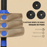 Kit Haltères Musculation Haltères Réglables 25 kg 3 en 1, Ensemble de Poids Réglable avec Barre d'Extension Bleu