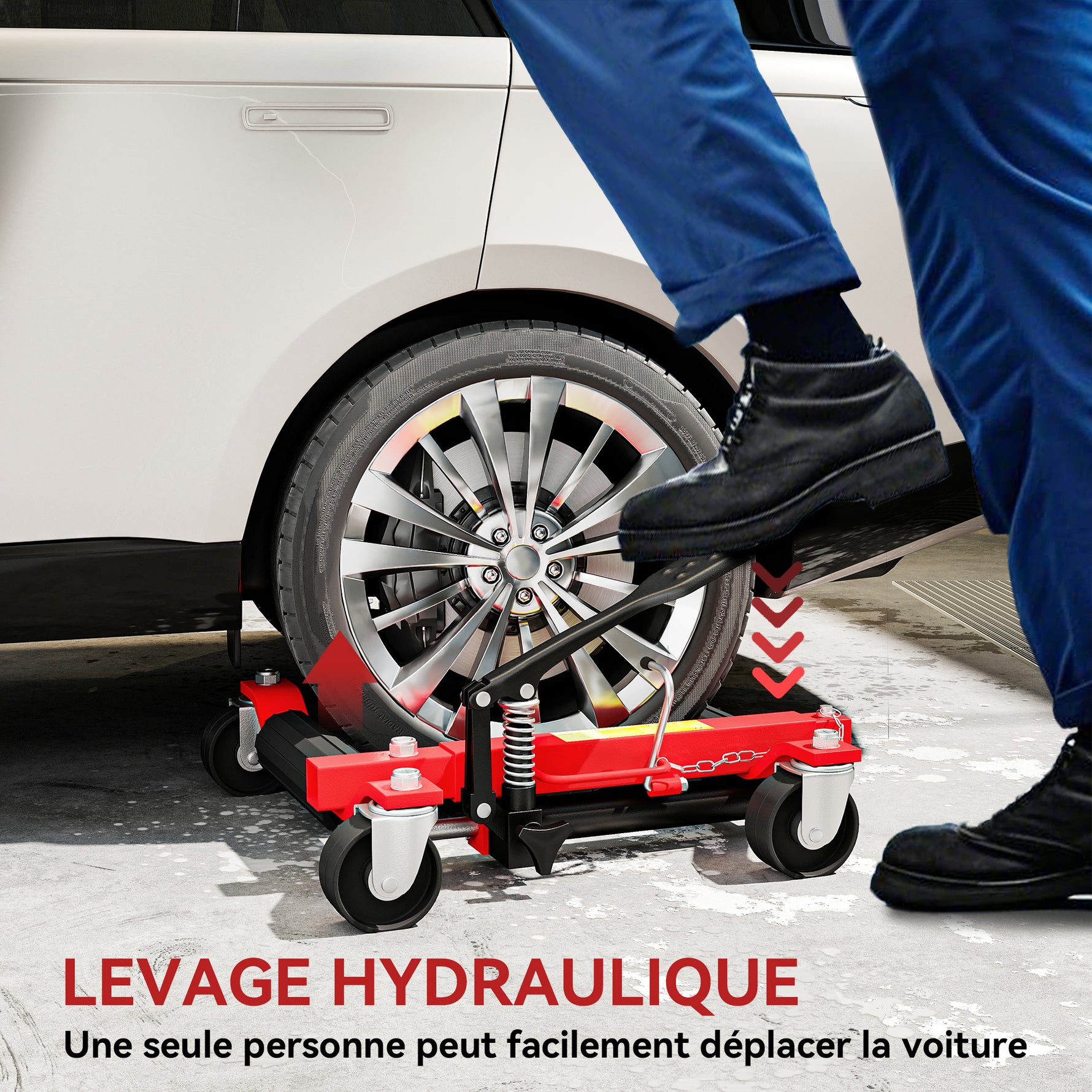 Lot de 2 chariots de manutention de voiture capacité 680kg chariot de déplacement largeur pneu 22,8cm 56x54x19,5cm, noir