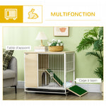 Cage à lapin clapier sur roulettes toit ouvrant plates-formes avec plateau amovible 78 x 52,5 x 76,5 cm naturel