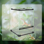 Terrarium en verre pour reptiles vivarium 12 L avec couvercle en treillis métallique, 20 x 20 x 30 cm, noir