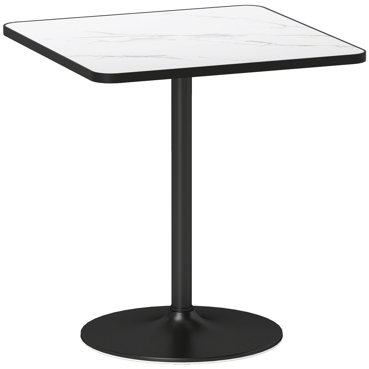 Table à manger pour 4 personnes table de cuisine style moderne avec plateau effet marbre et base ronde, 70 x 70 cm, blanc