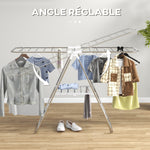 Séchoir à linge sur pieds pliable étendoir 2 niveaux ajustables dim. 148L x 60,5l x 98H cm