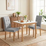 Lote de 2 sillas de comedor, silla de cocina moderna con asiento acolchado de tela efecto lino, gris claro