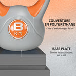 Kettlebell 8 kg, haltère avec poignée ergonomique, haltère à boule, musculation, entraînement, 20 x 14 x 24 cm, orange