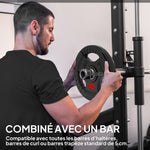 Disques de Poids en Acier 20 kg, Finition PVC, Plaques de Poids 2 x 10 kg, 3 Poignées, Trous de Ø 50 mm, Noir