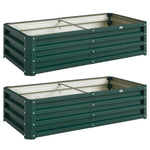Lot de 2 Carrés Potagers de Jardin Rectangulaires, Tôle d'Acier Ondulée, 120 x 60 x 30,5 cm, Vert Foncé