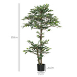 Arbre Artificiel Plante Artificiel ficus Hauteur 1,5 m Tronc Branches Liane Lichen Feuilles Grand réalisme Pot Inclus