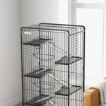 Cage pour Petits Animaux Roulante 5 Rampes 5 Plates-formes Plat et Bouteille d'Eau 250 ml Bac Inférieur Amovible