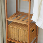 Portant à vêtements en bambou avec étagère de rangement à 6 niveaux et tringle de suspension, 90x30x145cm, bois naturel