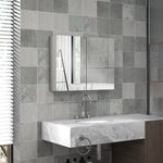 Armoire murale salle de bain avec miroir, meuble salle de bain, double portes et étagères réglables, 80x15x60cm, gris