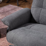 Fauteuil relax inclinable repose-pieds réglable pivotant 360° piètement bois tissu aspect lin gris