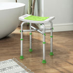 Tabouret de douche chaise de douche - assise rembourré et réglable, patins à ventouses antidérapants, en aluminium vert