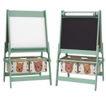 Tableau chevalet enfant ardoise double face tableau à craie rouleau papier 2 paniers 54 x 46,5 x 93 cm vert
