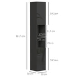 Meuble colonne de salle de bain 2 placards avec étagères réglables + 2 niches 30 x 30 x 181,5 cm noir