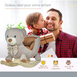 Cheval à Bascule Jouet à Bascule Ourson pour Enfants de 18-36 Mois Fauteuil intégré Ceinture de sécurité Fonction sonore grognement Gris Marron