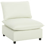 Fauteuil de salon, canapé 1 place moderne sans accoudoirs avec assise large, coussins épais, 146x85x78cm, crème