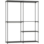 Armoire de rangement, penderie portable avec 3 barres de suspension et 4 étagères, 142 x 43 x 185 cm, noir
