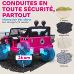 Coche eléctrico infantil, tracción trasera, 12 V, máx. 5 km/h, control remoto, efectos luminosos y sonoros, 100x65x72 cm, rosa