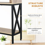 Table Console Table d'Entrée Industriel Multi-rangements 120 x 23,5 x 75 cm Bois Chêne