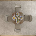 Table à manger pour 4 personne table de cuisine carrée style moderne avec plateau aspect bois, 70 x 70 cm, marron