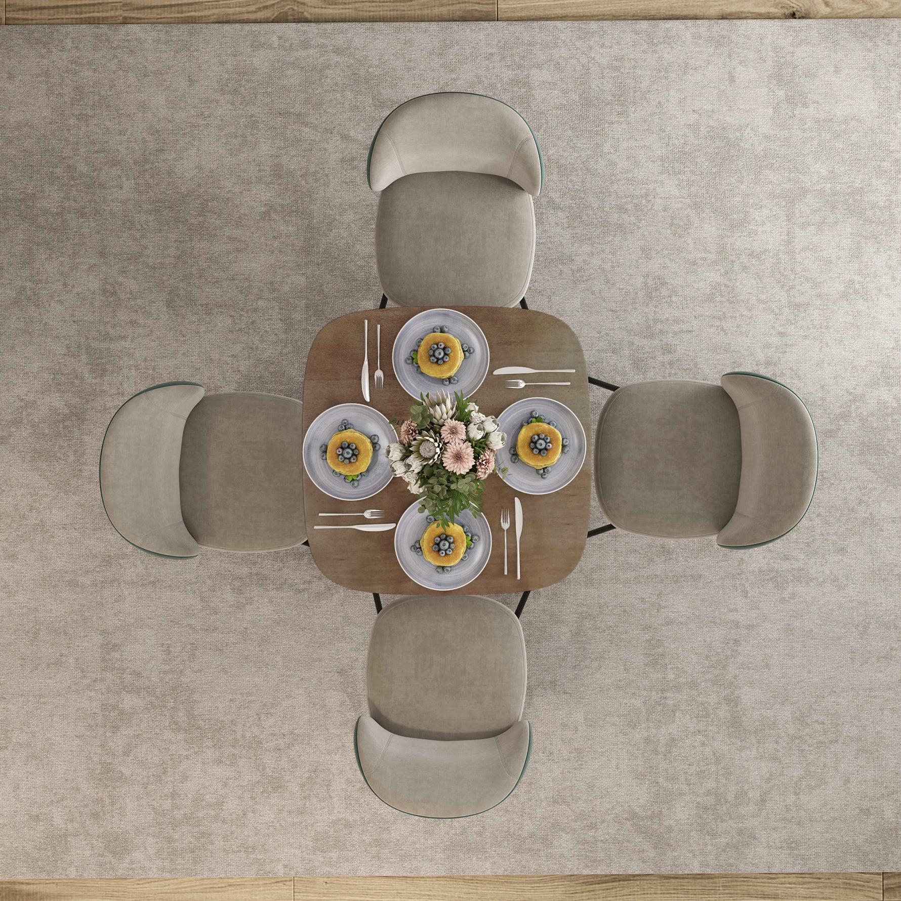 Table à manger pour 4 personne table de cuisine carrée style moderne avec plateau aspect bois, 70 x 70 cm, marron