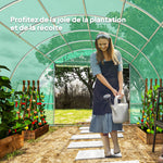 Serre tunnel de jardin 3 x 4 x 2 m avec porte enroulable et grandes fenêtres, en acier galvanisé et PE, vert