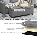 Banc de rangement 112L banquette bout de lit en tissu de lin, siège capitonné, 120 x 40 x 48 cm, gris foncé