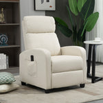Fauteuil de Relaxation et Massage avec Inclinaison Manuelle Dossier Repose-Pied réglable revêtement synthétique Crème