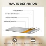 Miroir mural rectangulaire 80 x 60 cm, cadre en bois naturel, idéal pour la salle de bain, salon ou chambre
