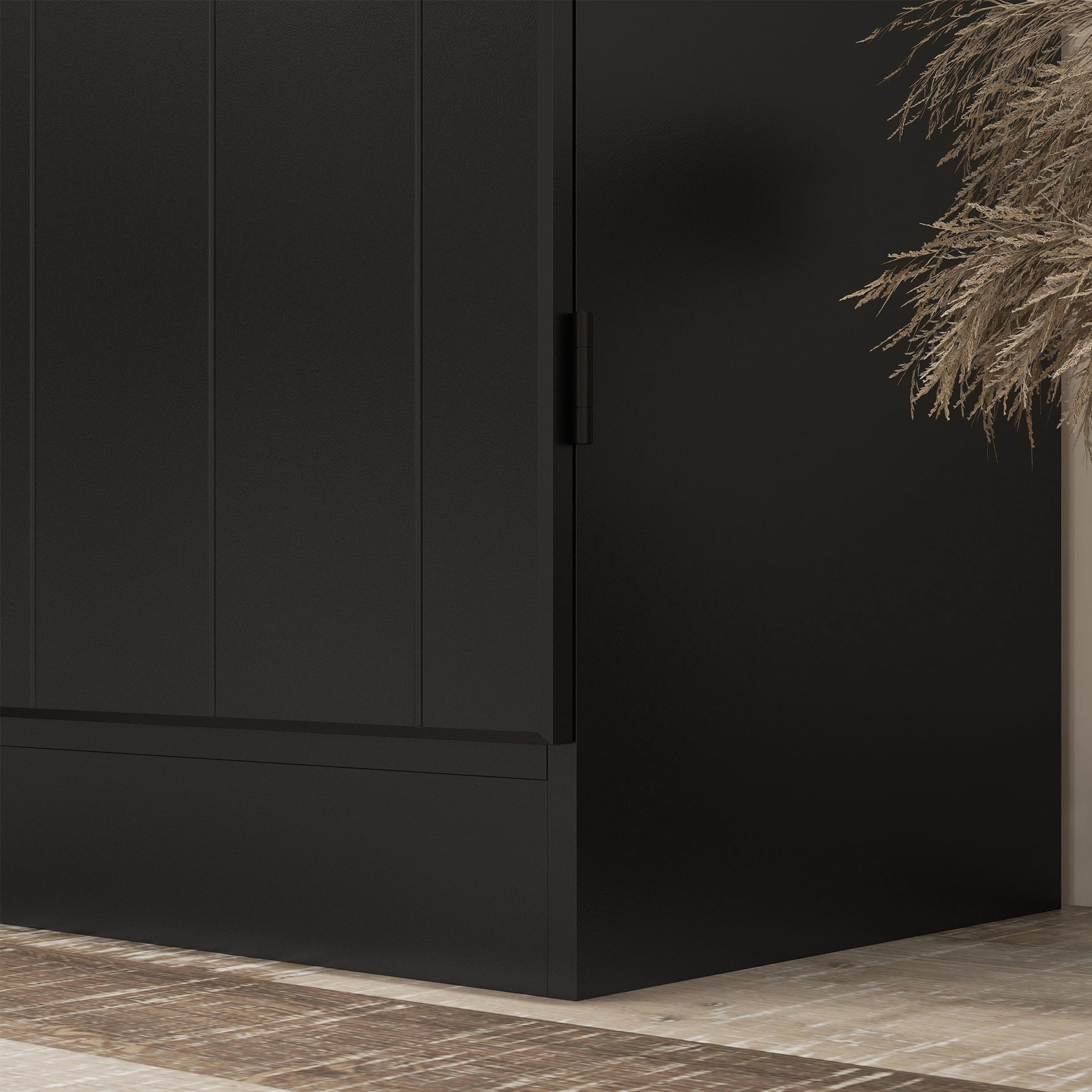 Buffet haut cuisine, armoire de cuisine avec 4 portes à 6 niveaux et étagères réglables, 76 x 40 x 176,7 cm, noir