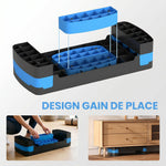 Stepper Fitness Aérobic 3 Niveaux, Hauteur Réglable 10/15/20 cm avec Rehausses, Surface Antidérapante, 68x29x20cm, Bleu
