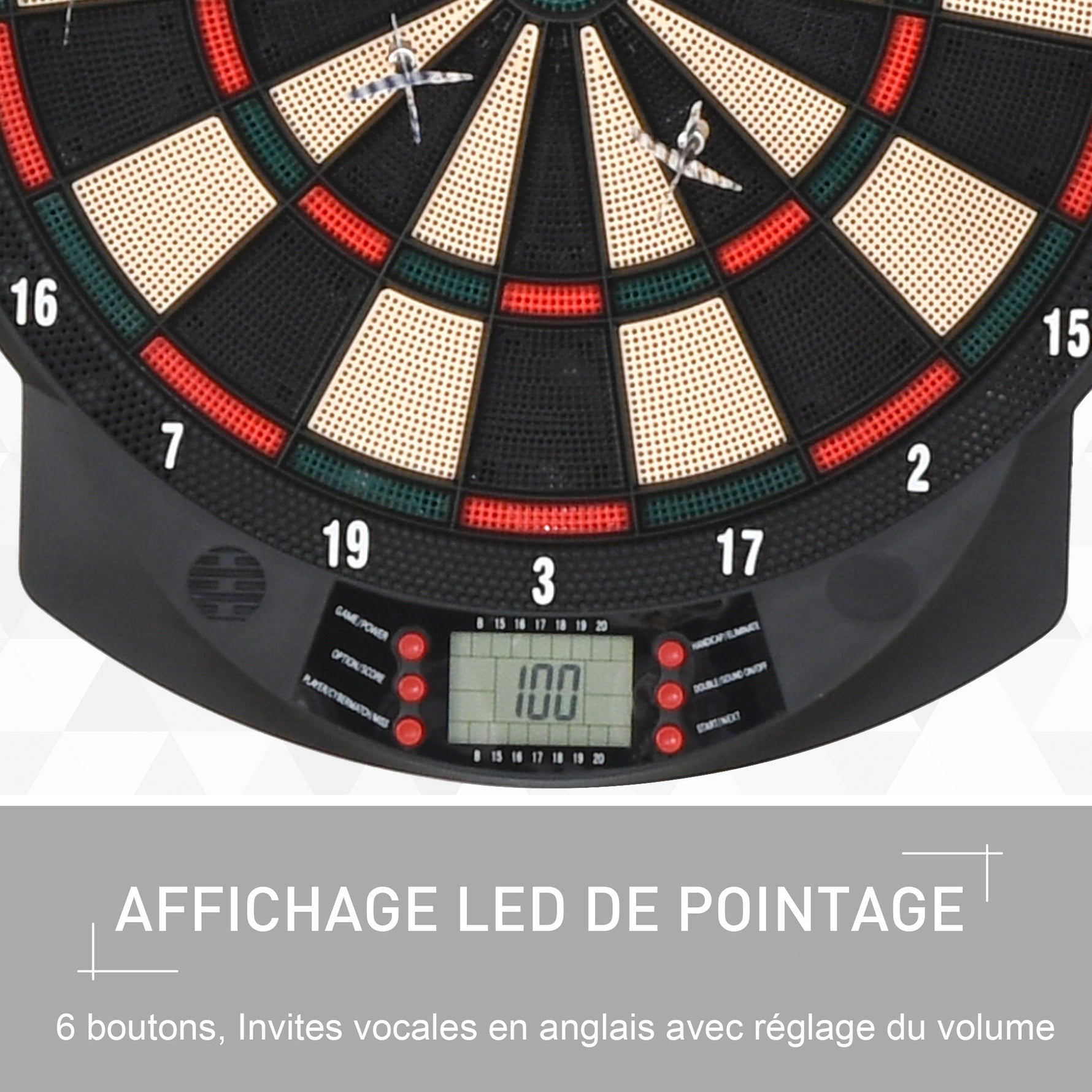 Cible jeu de fléchettes électronique 26 Jeu principals et 185 jeux variations cibles électroniques pour 8 joueurs 30 flechette pointe affichage LCD haut-parleur noir