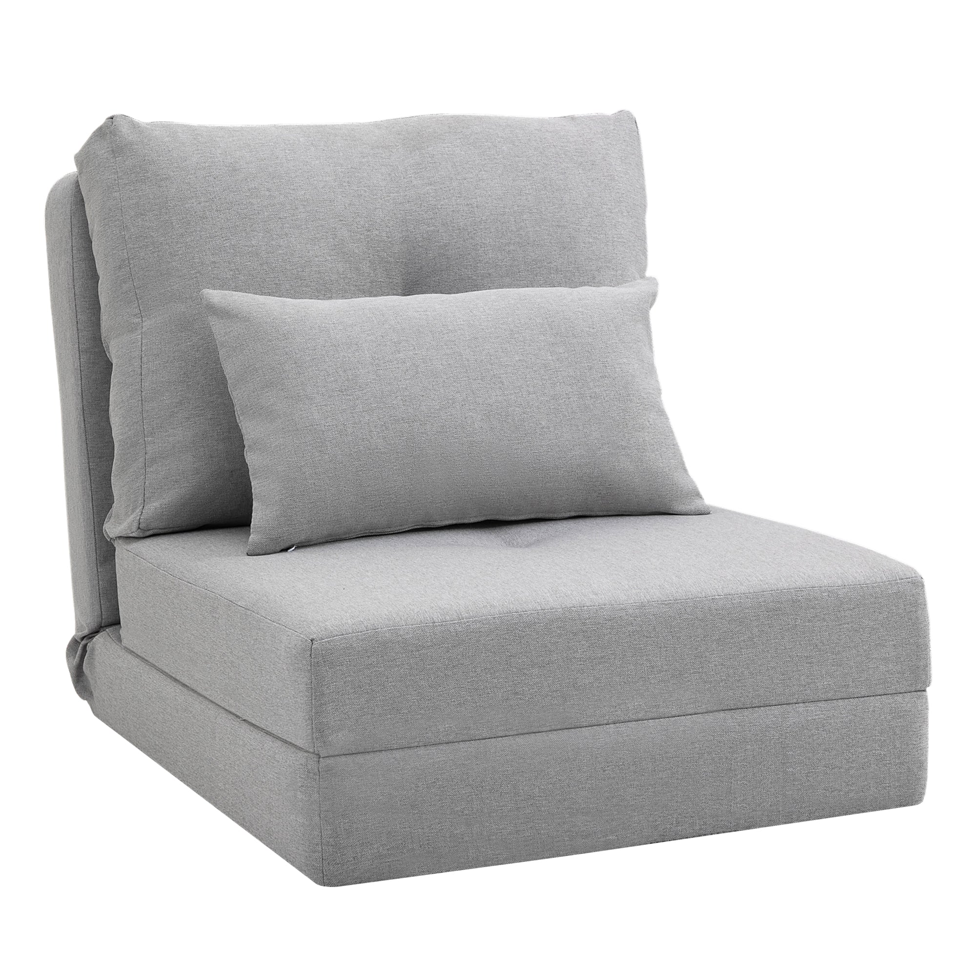 Chauffeuse canapé-lit convertible fauteuil 1 place avec 1 coussin avec dossier réglable, gris clair
