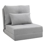 Chauffeuse canapé-lit convertible fauteuil 1 place avec 1 coussin avec dossier réglable, gris clair