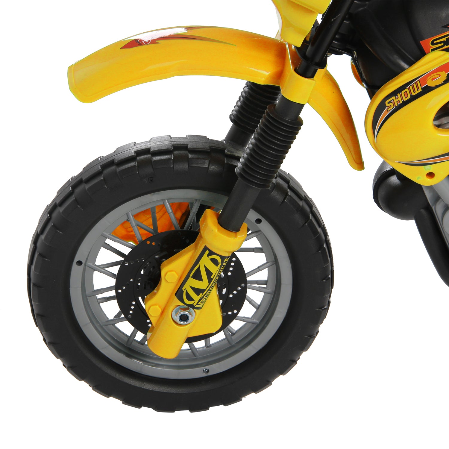 Moto électrique enfants, moto cross pour enfants avec batterie 6 V, phares, musiques et roues d'entraînement, 3 à 6 ans, charge 25KG, jaune et noir