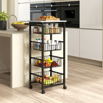 Desserte cuisine 4 niveaux chariot de service sur roulettes plan de travail cadre en acier 49,5 x 31 x 91 cm gris clair