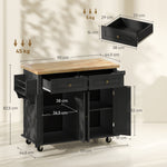 Desserte ilôt de cuisine multi rangements 2 tiroirs 2 placard 2 portes avec étagère range-bouteille