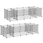 Lot de 2 enclos parc modulable pour petits animaux lapins rongeurs chiots 36 panneaux en fil d'acier 4 portes noir