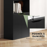 Bibliothèque Armoire à livres avec 4 compartiments ouverts et 2 portes pour le salon et le bureau 59x29x180 cm Noir