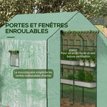 Serre de jardin avec 1 porte, 1 fenetres, étagères 3 niveaux pour Légumes Plantes Fleurs Bâche PE 140 x 143 x 190 cm