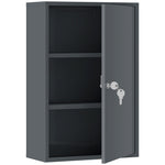 Armadietto portamedicinali a 2 ripiani, 3 livelli, chiudibile a chiave, dim. 40L x 18P x 60A cm, 2 chiavi, metallo, grigio fumé