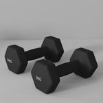 Lot de 2 haltères hexagonales avec poignée antidérapante pour l'entraînement à la maison, 2 x 5kg, noir