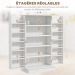 Armoire meuble de cuisine garde-manger 2 portes avec 5 étagères et 12 porte-épices - 60 x 30 x 104 cm - blanc