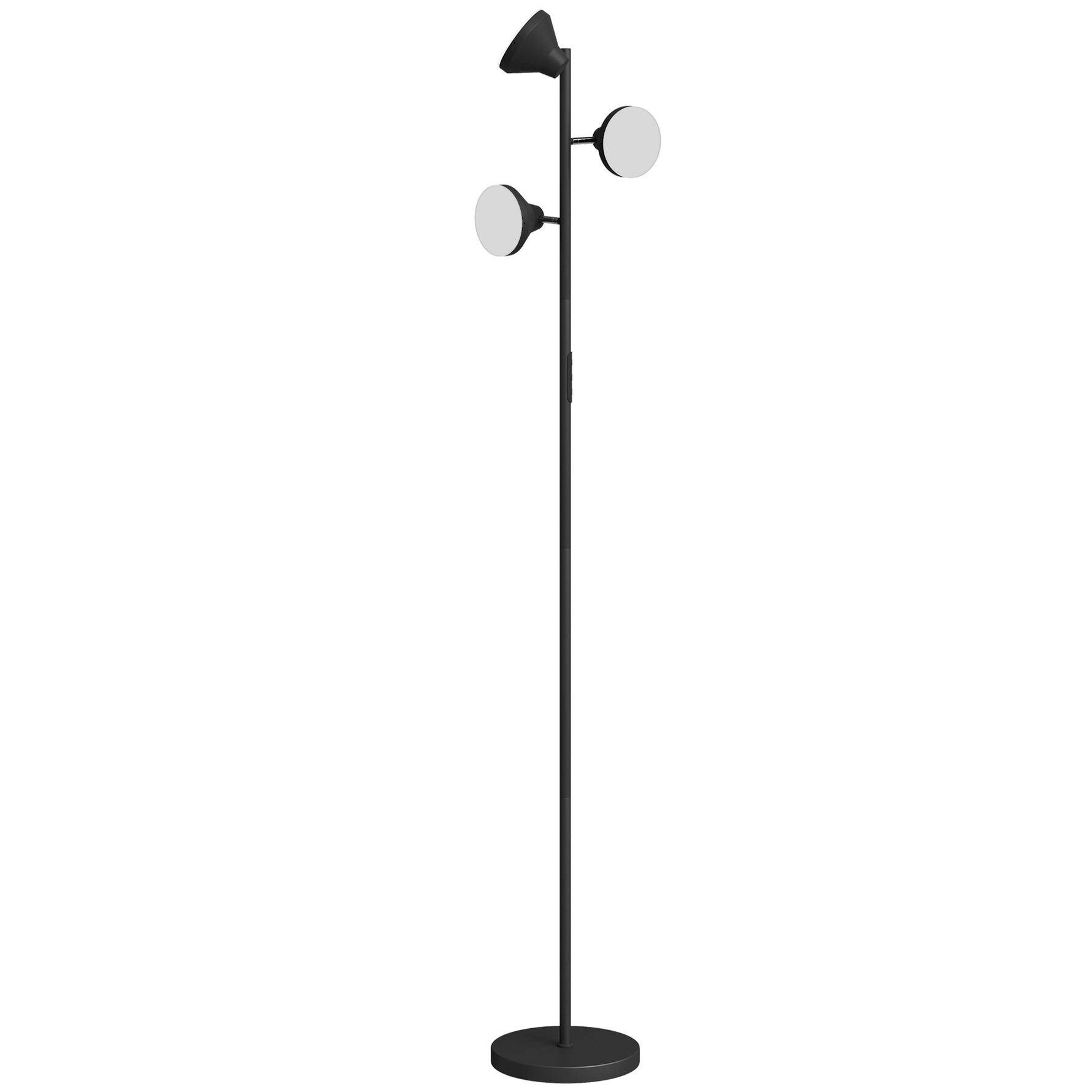 Lampadaire LED lampadaires sur pied salon dimmable 2700K-6000K 4150 lm 3 têtes rotatives Ø 25 x 170 cm noir